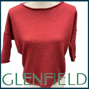 Glenfield Red Extra Fine Merino Wool Scoop Neck Short Sleeve Sweater (XS)